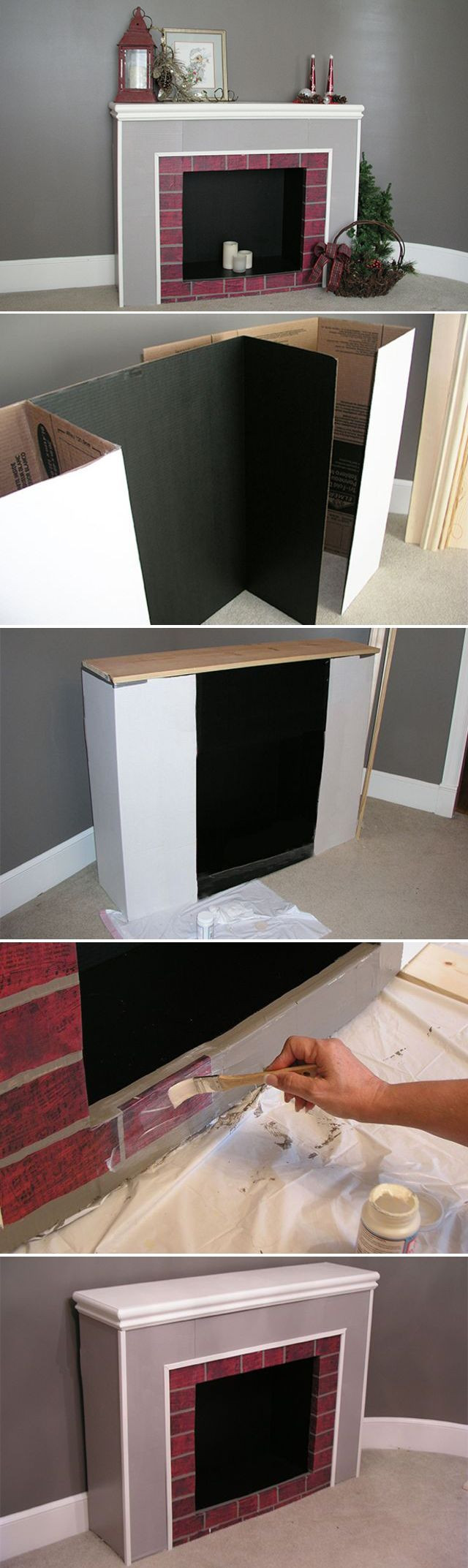 DIY Cardboard Fireplace
 Cardboard Fireplace on Pinterest