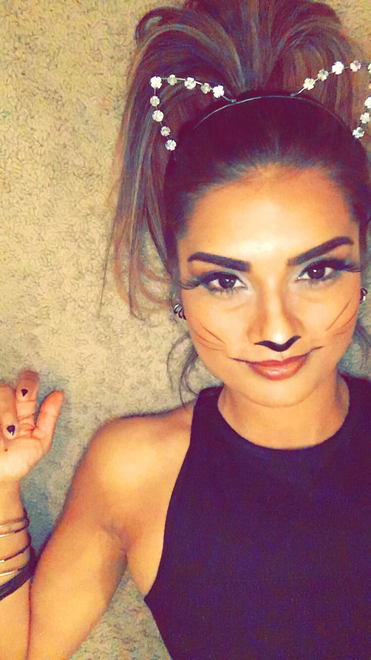 DIY Cat Costume For Adults
 Cat makeup Cat costume Cat nails Halloween 2015 Simple