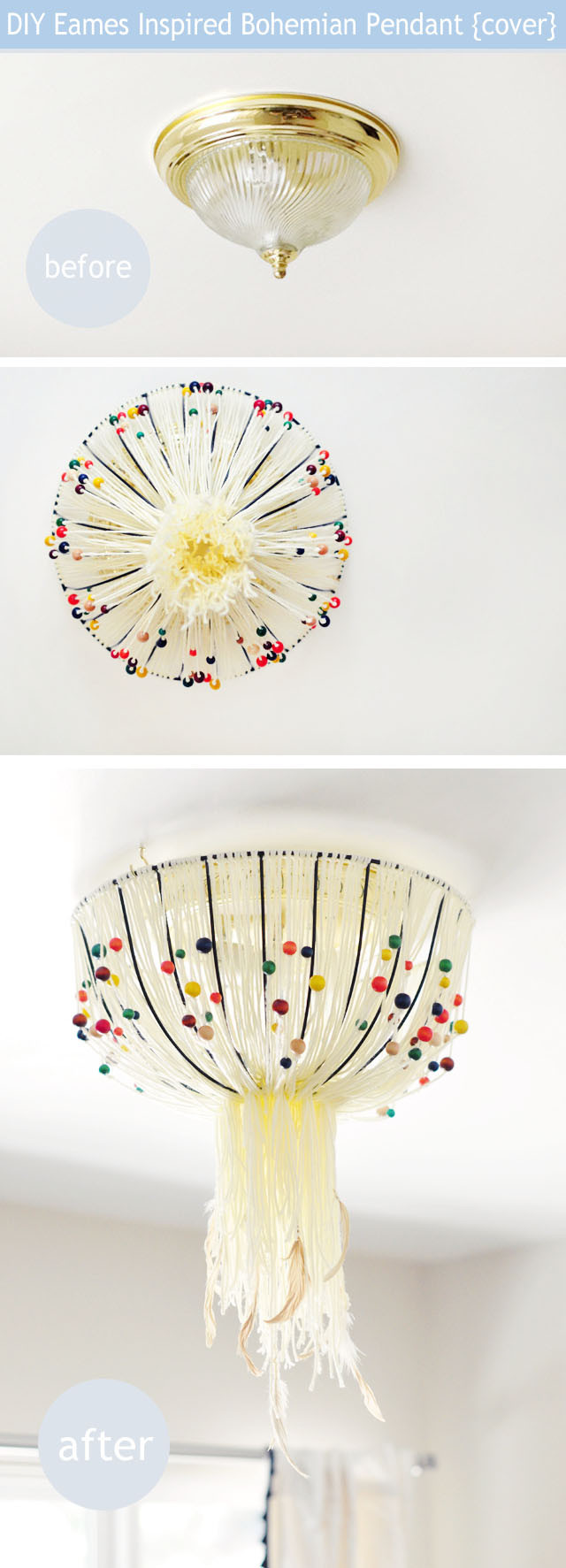 DIY Ceiling Light Cover
 DIY Eames Inspired Bohemian Pendant Lamp Cover w out