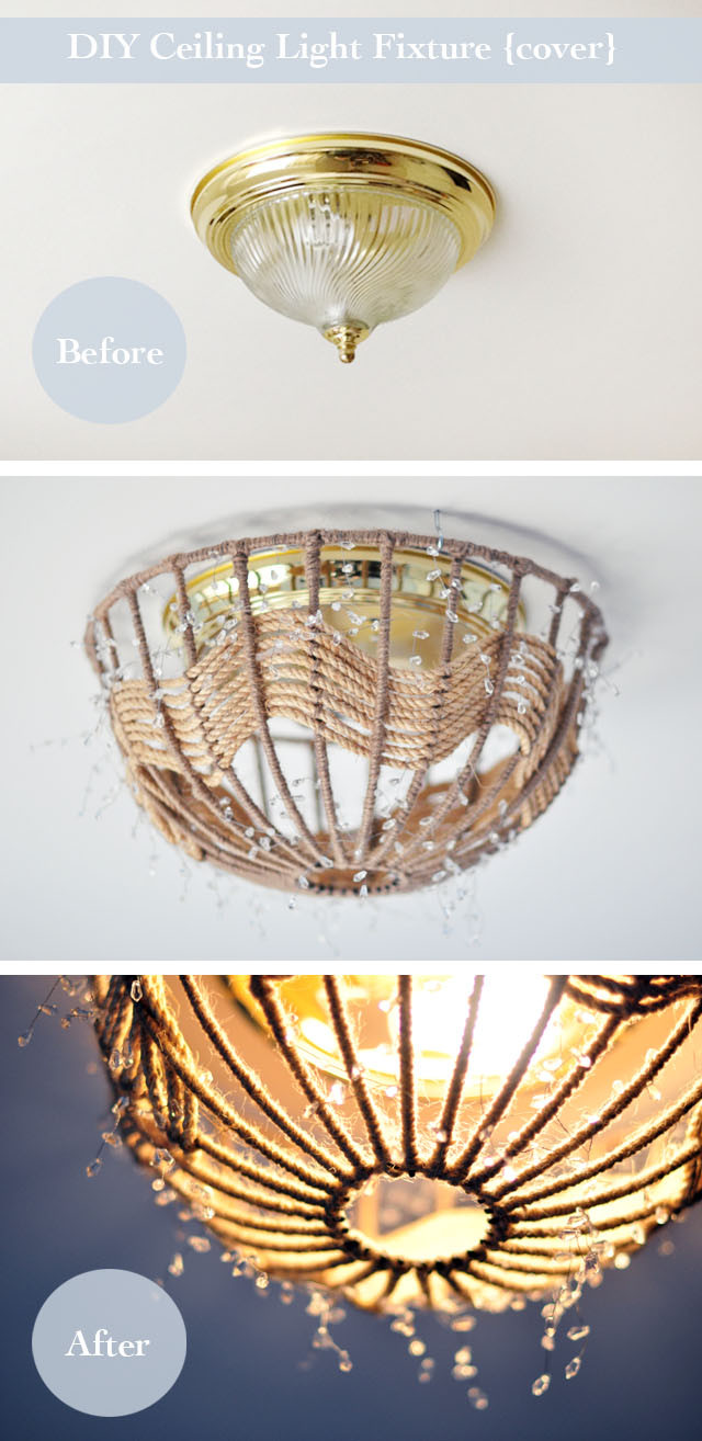 DIY Ceiling Light Cover
 DIY Rope Pendant Lamp How to Disguise Old Ugly Ceiling