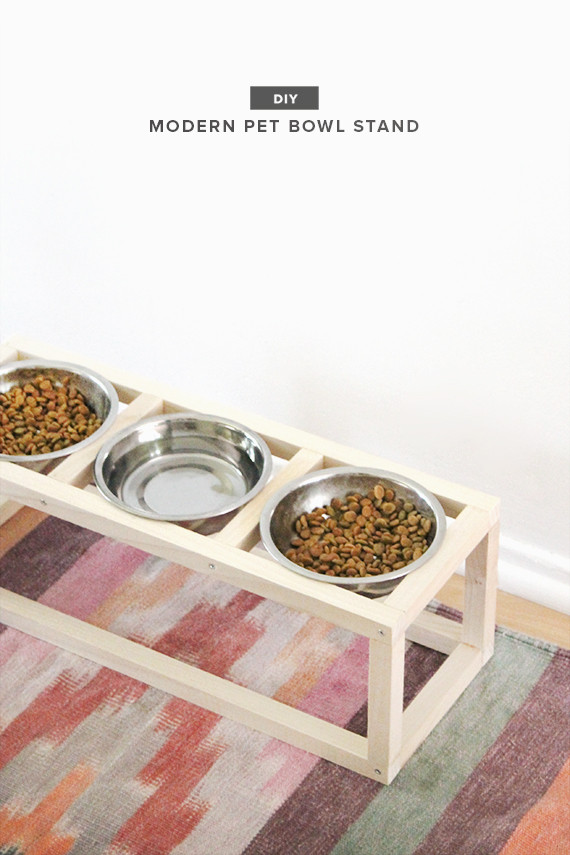 DIY Dog Bowl Stand
 diy modern pet bowl stand almost makes perfect