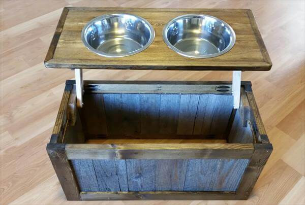Best ideas about DIY Dog Feeders
. Save or Pin DIY Pallet Raised Dog Feeder with Storage Now.