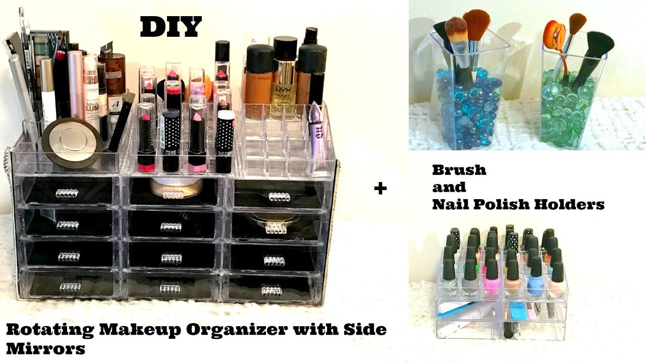 DIY Dollar Tree Makeup Organizer
 DIY $1 Nail Polish & Makeup Organizers with side Mirror