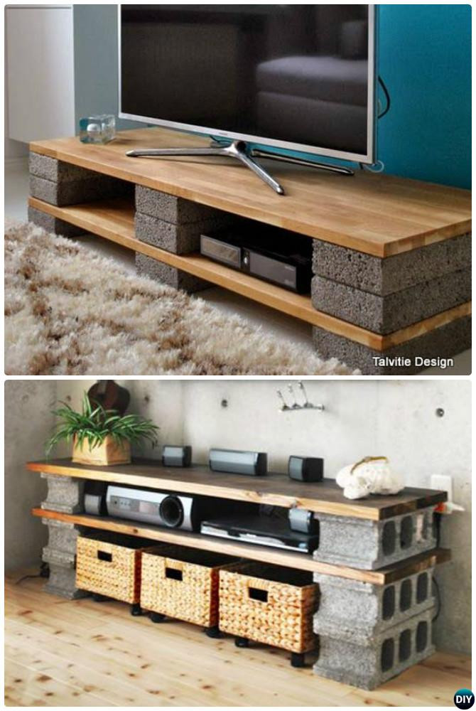 DIY Entertainment Stand
 Unexpected DIY Concrete Block Furniture Projects
