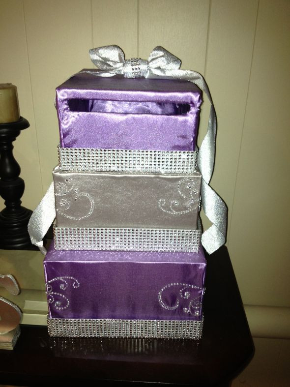 Best ideas about DIY Gift Card Box
. Save or Pin DIY card box revised Purple and Silver with some bling Now.