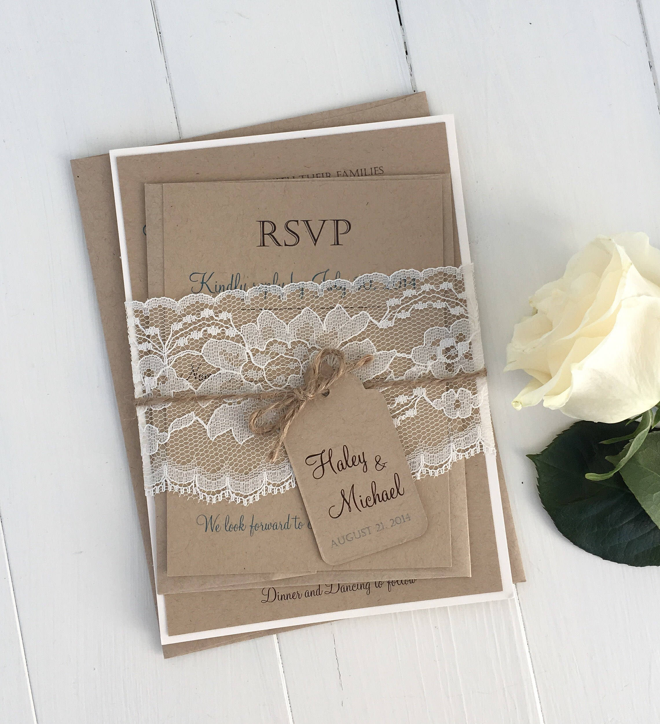 Best ideas about DIY Invitation Kits
. Save or Pin DIY Rustic Wedding Invitation Kit Eco Kraft and Rustic Lace Now.