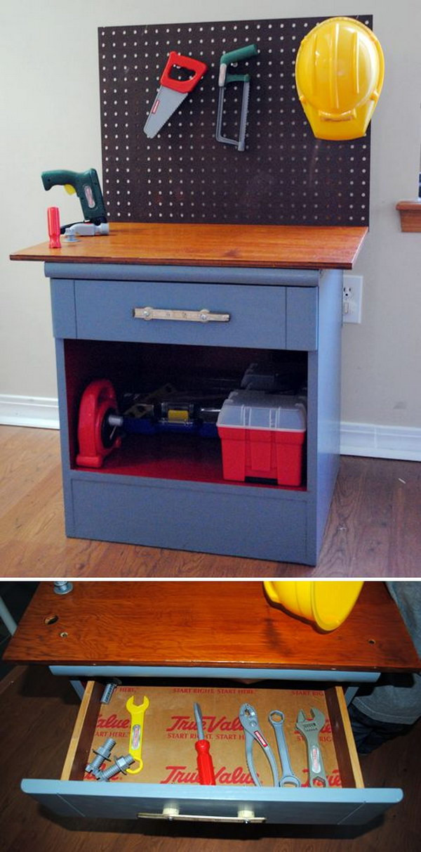 DIY Kids Tool Bench
 15 DIY Furniture Makeover Ideas & Tutorials for Kids Hative