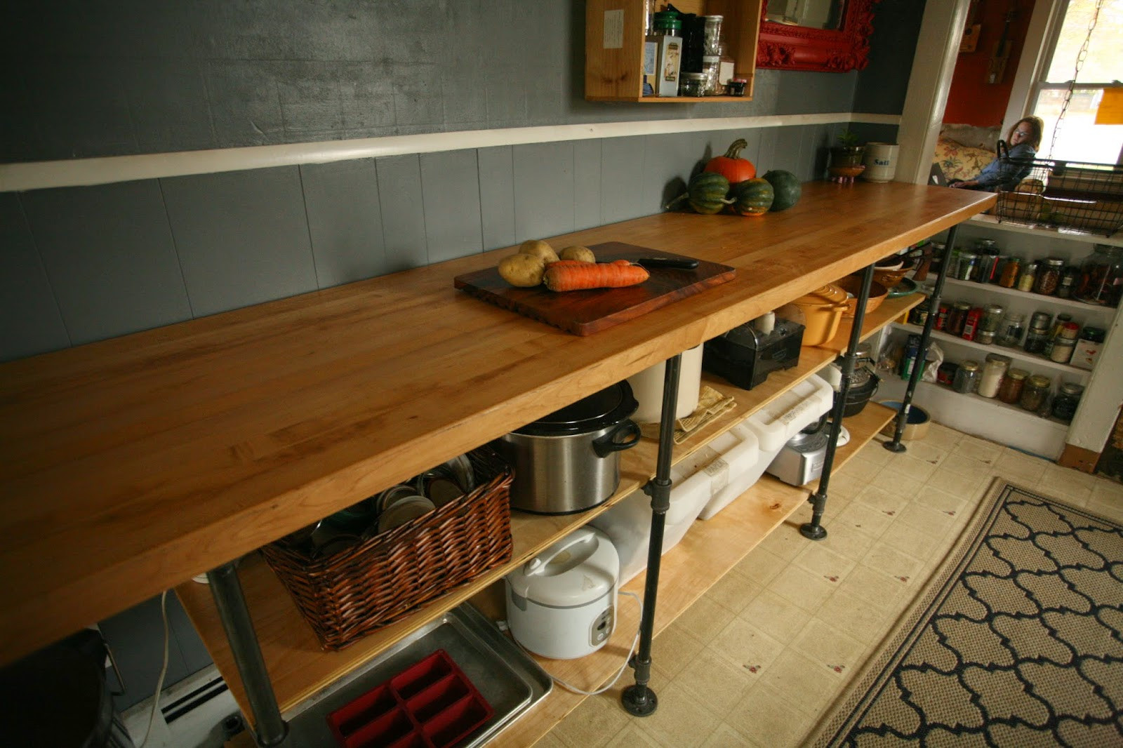 DIY Kitchen Countertops
 Whittled Down Life DIY Black Pipe Kitchen Counter