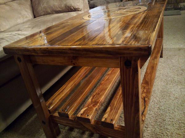 DIY Pallet Coffee Table Plans
 DIY Pallet Coffee Table With Symbol Sign