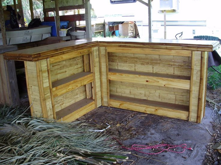 DIY Patio Bar Plans
 Build Outdoor Bar Shaped Small Flattened Bamboo Board