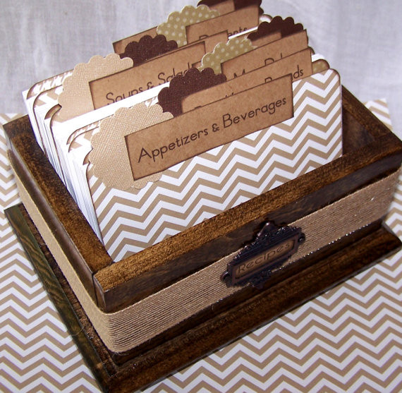 DIY Recipe Boxes
 RECIPE BOX Recipe Dividers Recipe Cards Burlap Brown