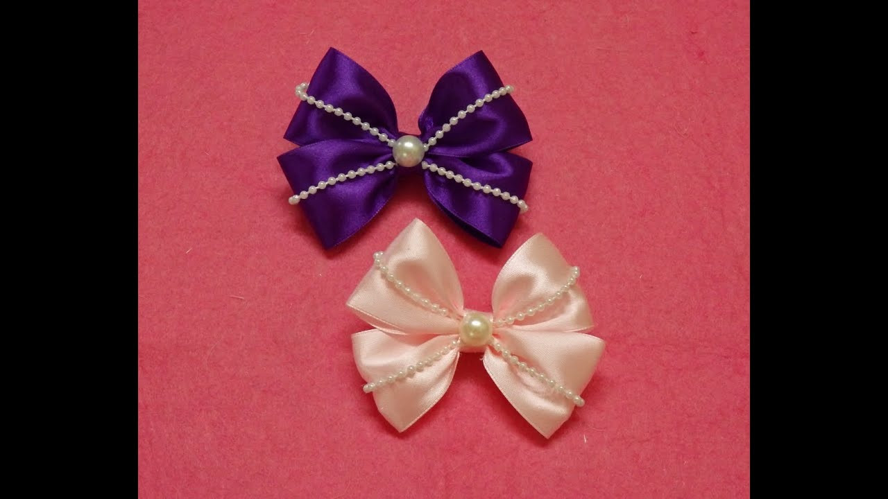 DIY Ribbon Hair Bows
 Diy Ribbon hair bows with pearls hair bow tutorial how to