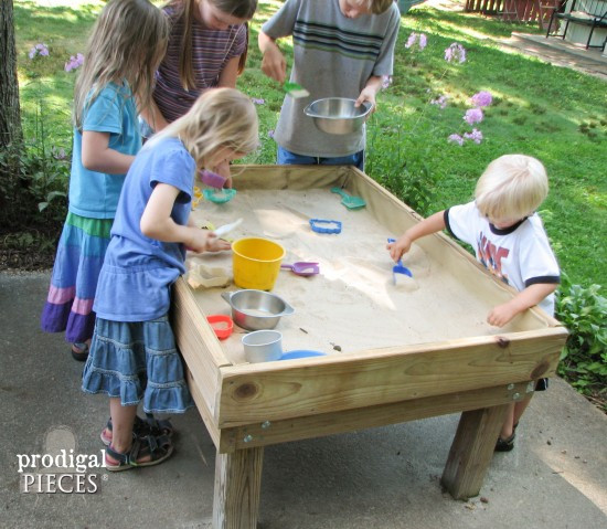 DIY Sandbox Table
 Backyard Fun DIY Style 1 Sand Table Prodigal Pieces