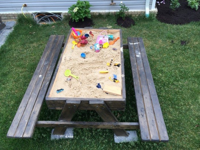 DIY Sandbox Table
 How to build a kids picnic table and sandbox bo