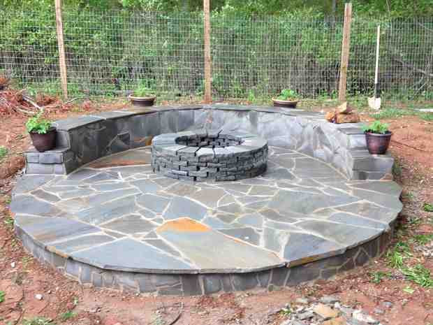 Best ideas about Diy Sandstone Patio
. Save or Pin DIY Stone Veneer Fire Pit Patio Now.