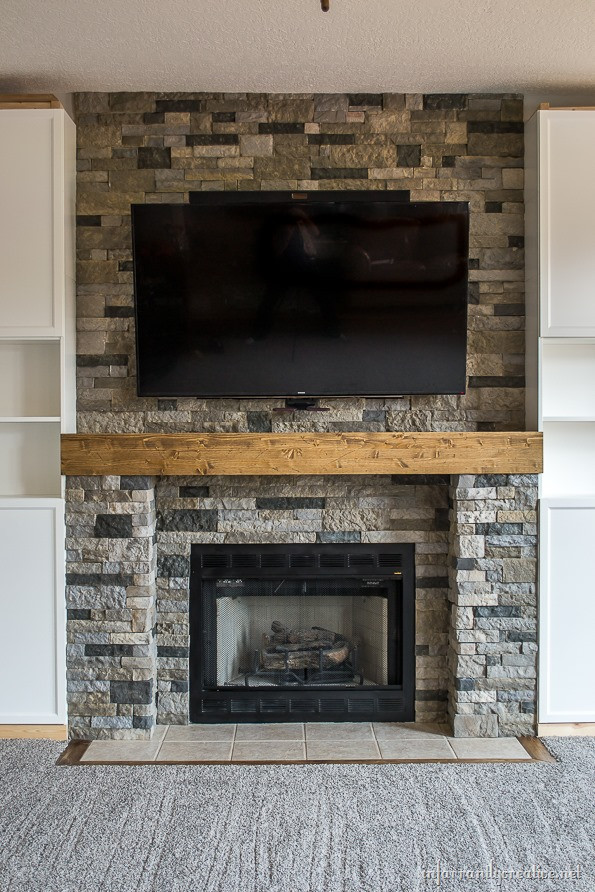 DIY Stone Fireplace
 Family Room Makeover Part 4 AirStone Fireplace Makeover