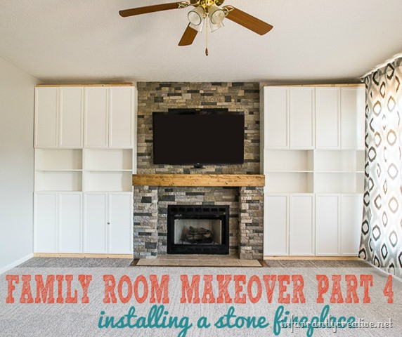 DIY Stone Fireplace
 Family Room Makeover Part 4 AirStone Fireplace Makeover