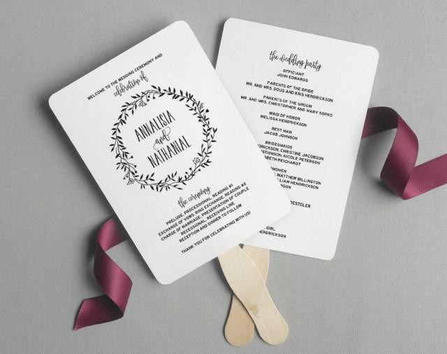 DIY Wedding Programs Fans Template
 Wedding Program Fan Wedding Program Printable Rustic