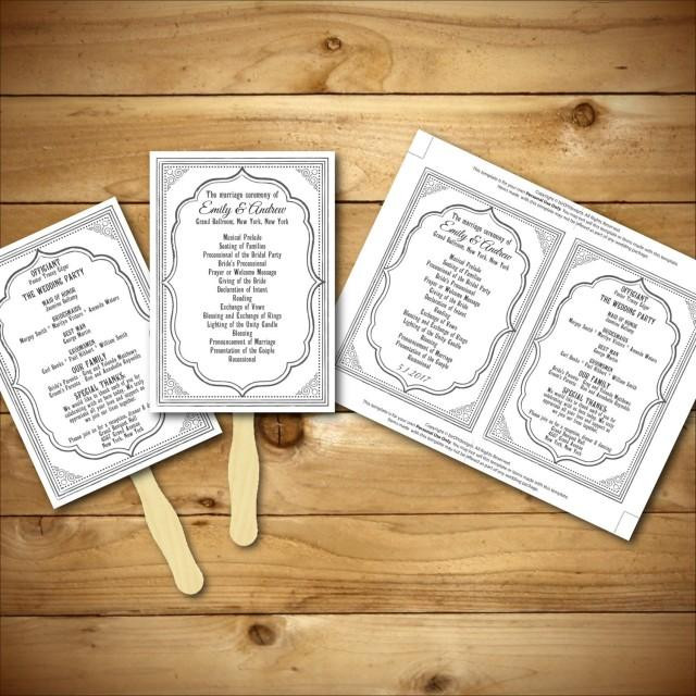 DIY Wedding Programs Fans Template
 Wedding Program Template Printable Wedding Program DIY