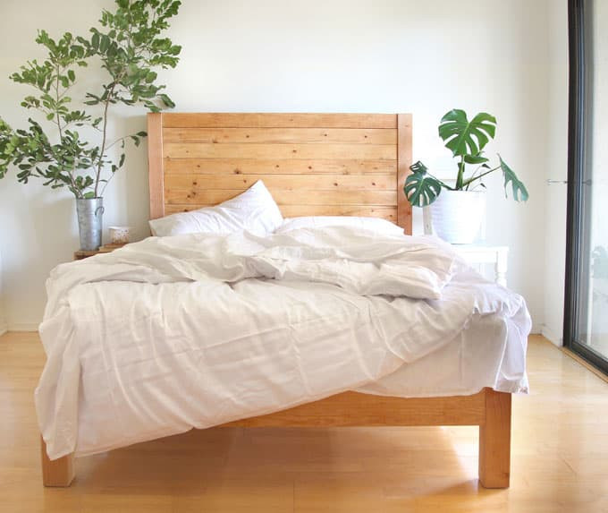 DIY Wooden Bed
 DIY Bed Frame and Wood Headboard A Piece Rainbow