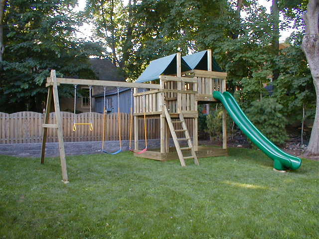 DIY Wooden Playset
 Gemini Playset DIY Wood Fort and Swingset Plans