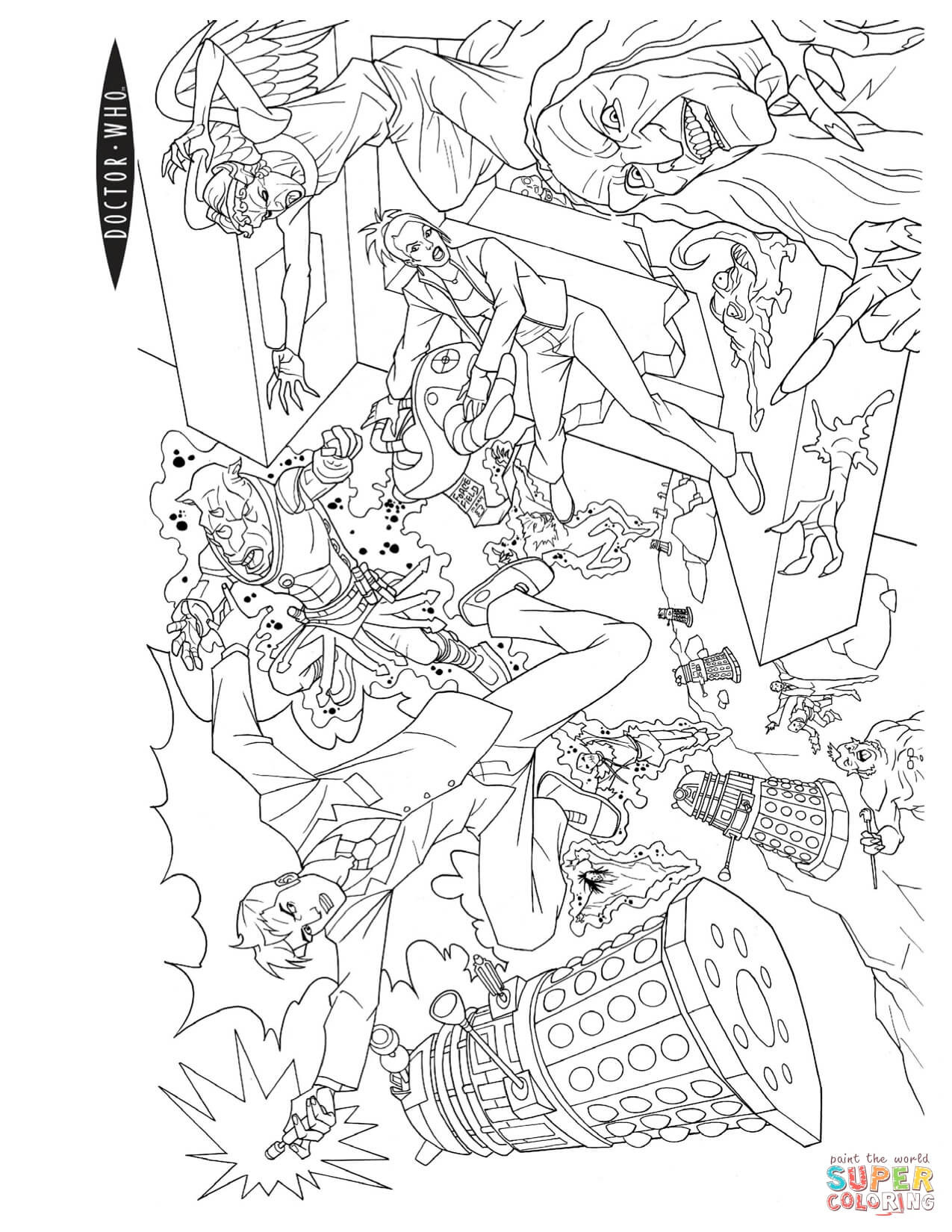 Doctor Who Coloring Pages
 Doctor Who Action Scene coloring page