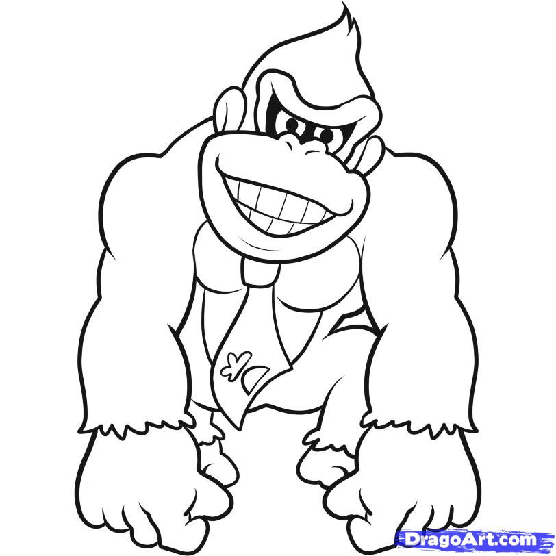 Donkey Kong Coloring Pages
 How To Draw Donkey Kong Step by Step Video Game