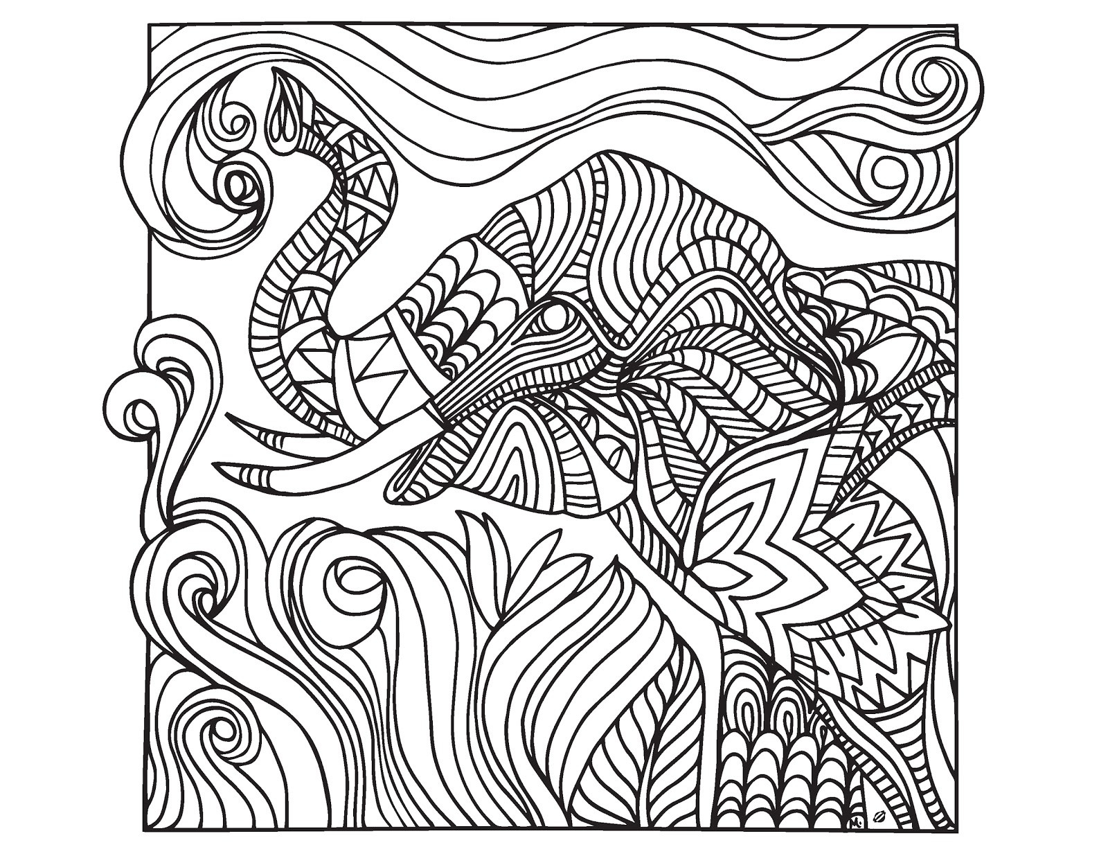 Download Coloring Pages
 LostBumblebee Grown Up Colouring Sheet Elephant