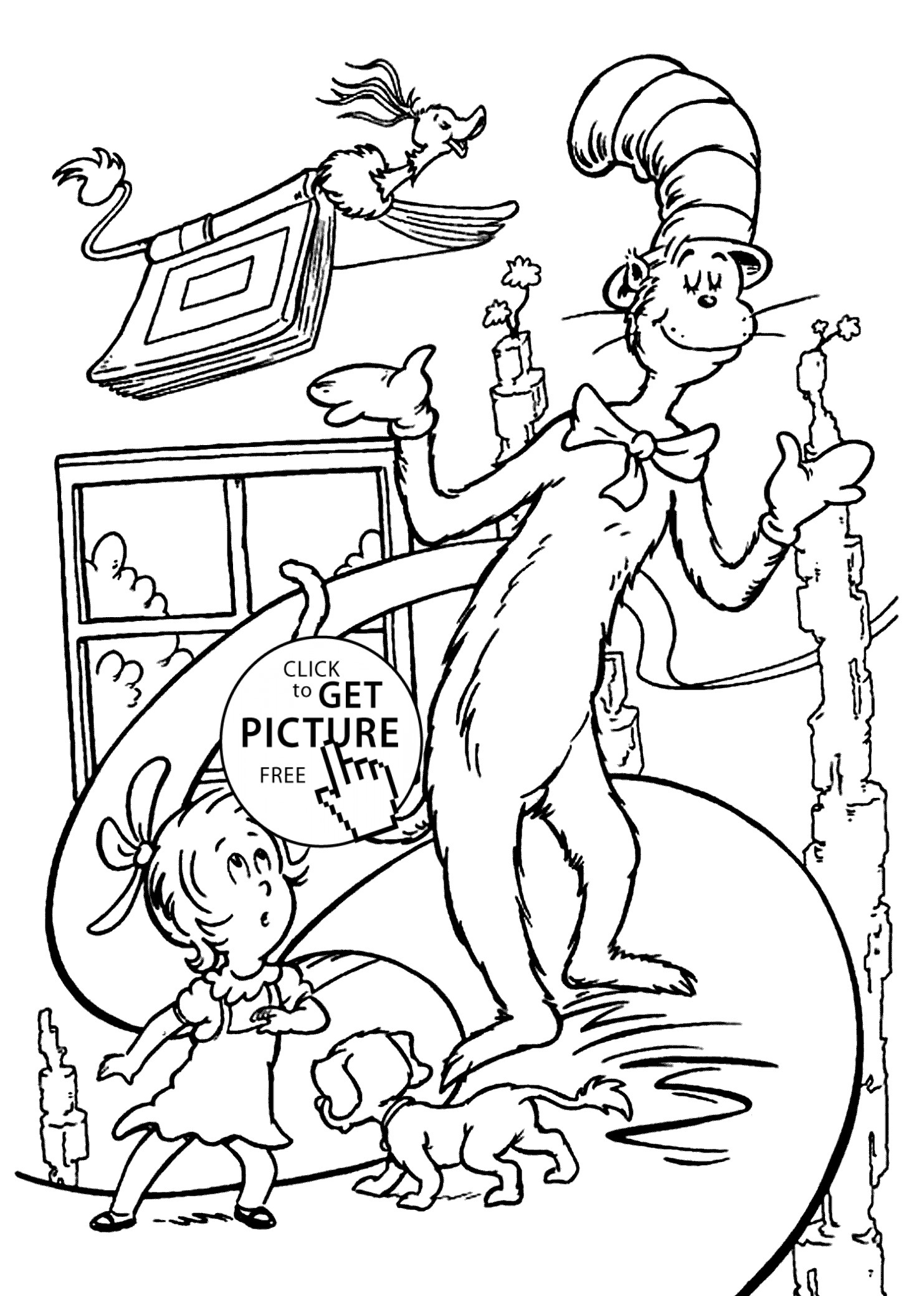 Dr Seuss Coloring Book
 Funny Сat in the hat coloring pages for kids printable