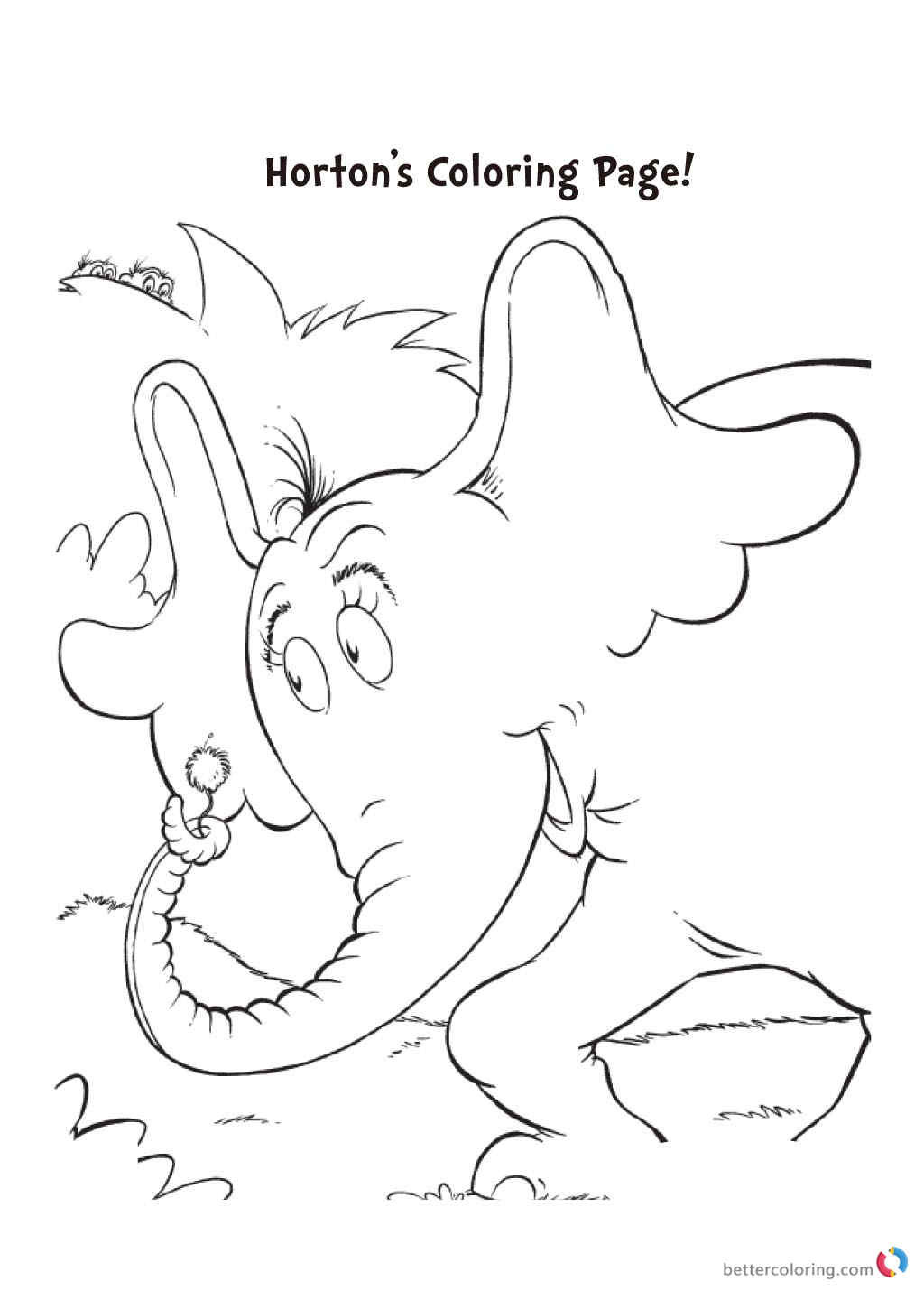 Dr.Seuss Coloring Book
 Dr Seuss coloring pages HORTON Free Printable Coloring Pages