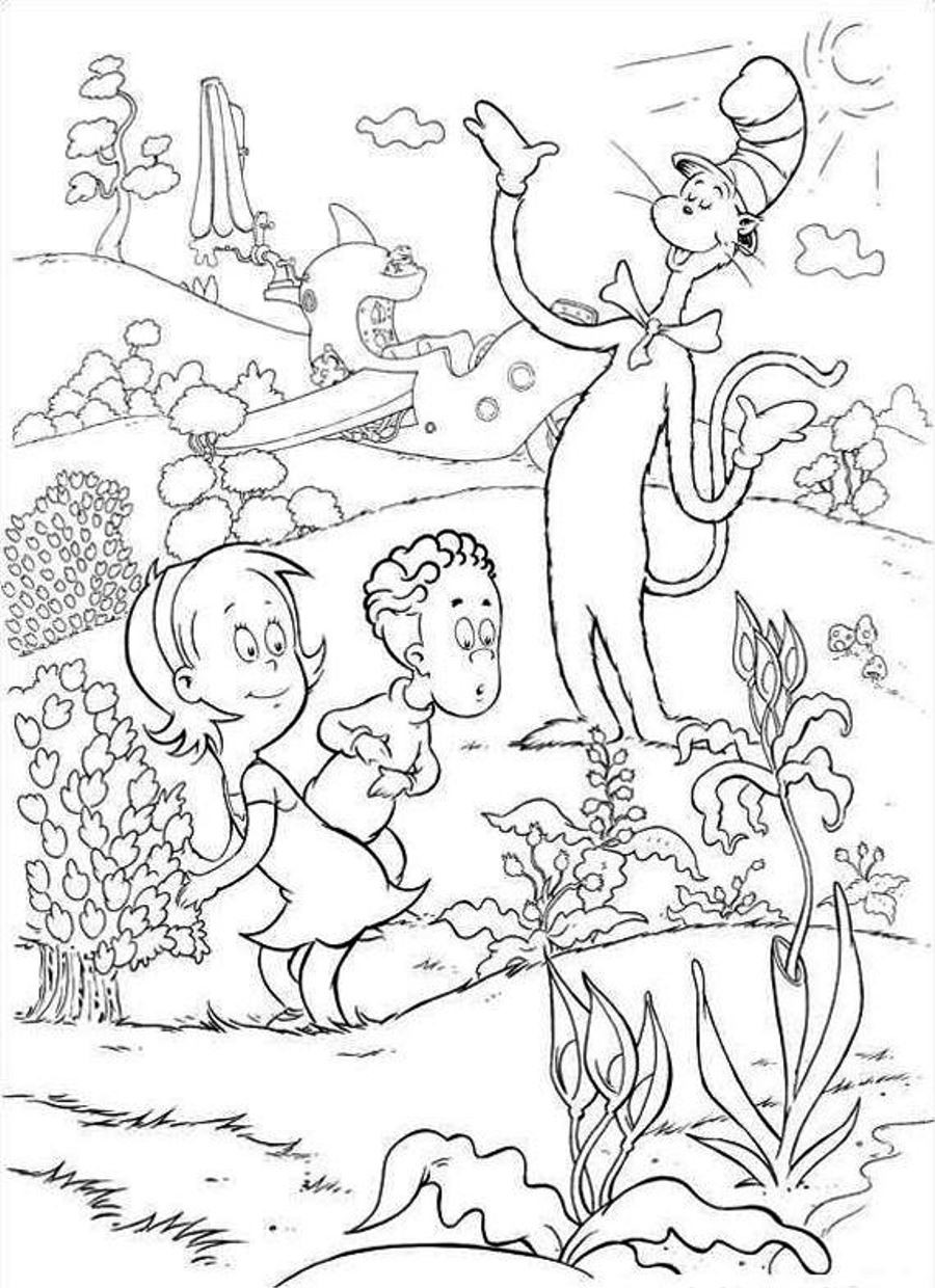 Dr Seuss Coloring Pages Printable
 Free Printable Cat in the Hat Coloring Pages For Kids