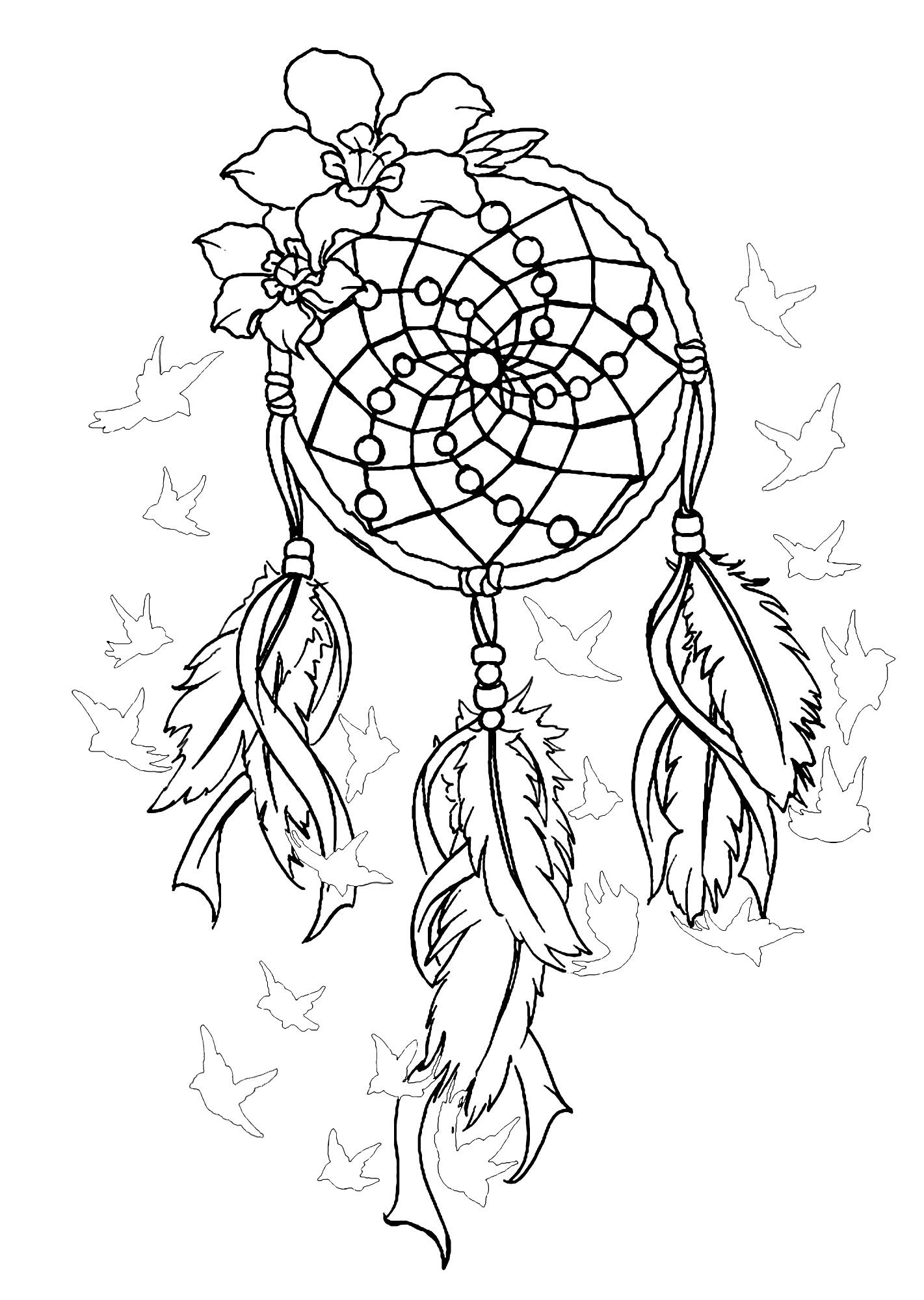 Dreamcatcher Printable Coloring Pages
 Dreamcatcher to print 2 Dreamcatchers Adult Coloring Pages