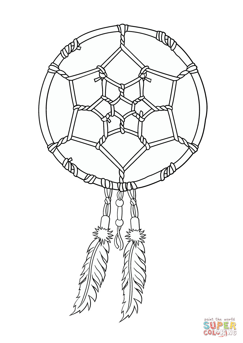 Dreamcatcher Printable Coloring Pages
 Native American Dreamcatcher coloring page