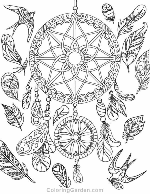 Dreamcatcher Printable Coloring Pages
 Dreamcatcher Adult Coloring Page