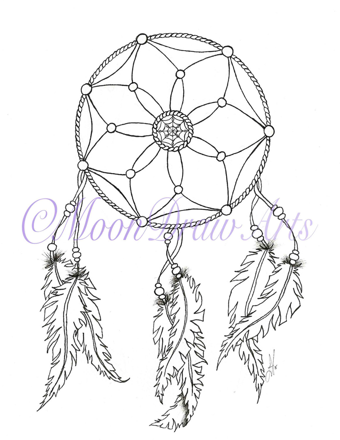 Dreamcatcher Printable Coloring Pages
 Dream Catcher Printable Coloring Page Adult by MoonDrawArts