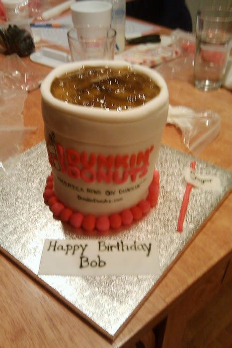 Dunkin Donuts Birthday Cake
 dunkin donuts cake Cake by michelle CakesDecor