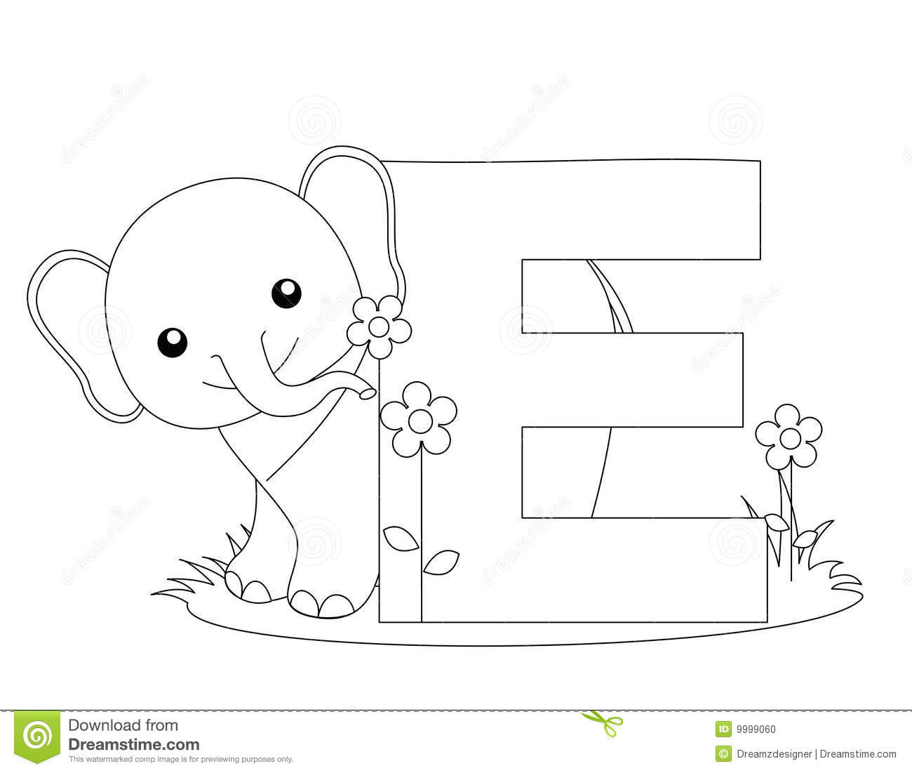 E Coloring Pages
 Animal Alphabet E Coloring Page Stock Vector Image