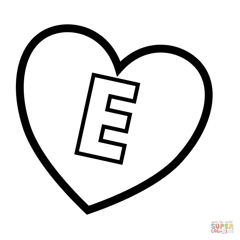 E Coloring Pages
 Letter E in Heart coloring page