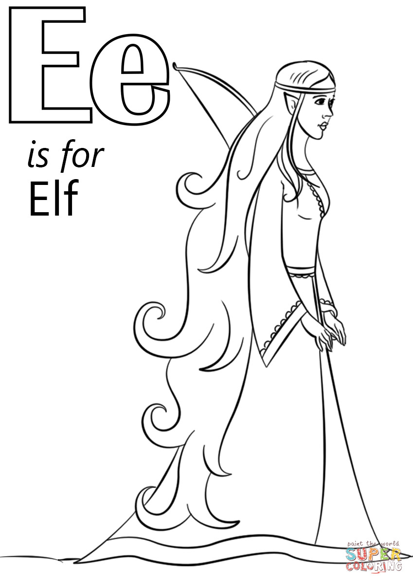 E Coloring Pages
 Letter E is for Elf coloring page