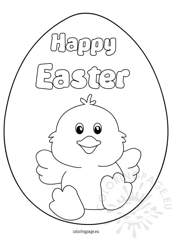 Easter Chick Coloring Pages
 Happy Easter chick colouring page