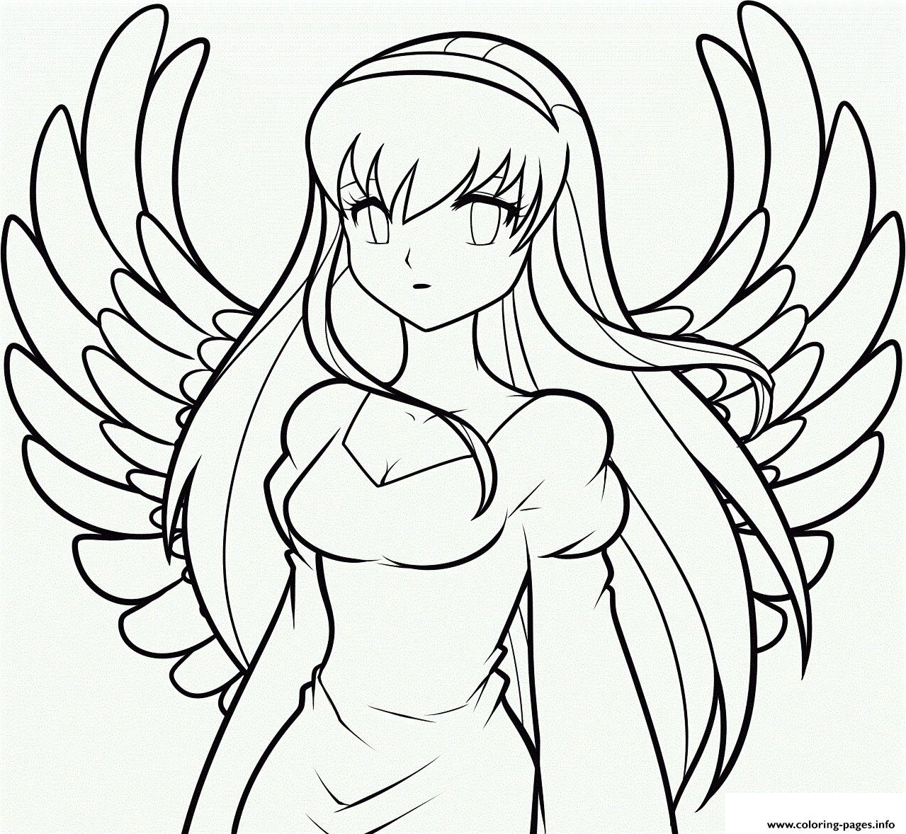 Easy Anime Coloring Pages For Kids
 Easy Drawings To Draw Anime Angel Girl Coloring Pages