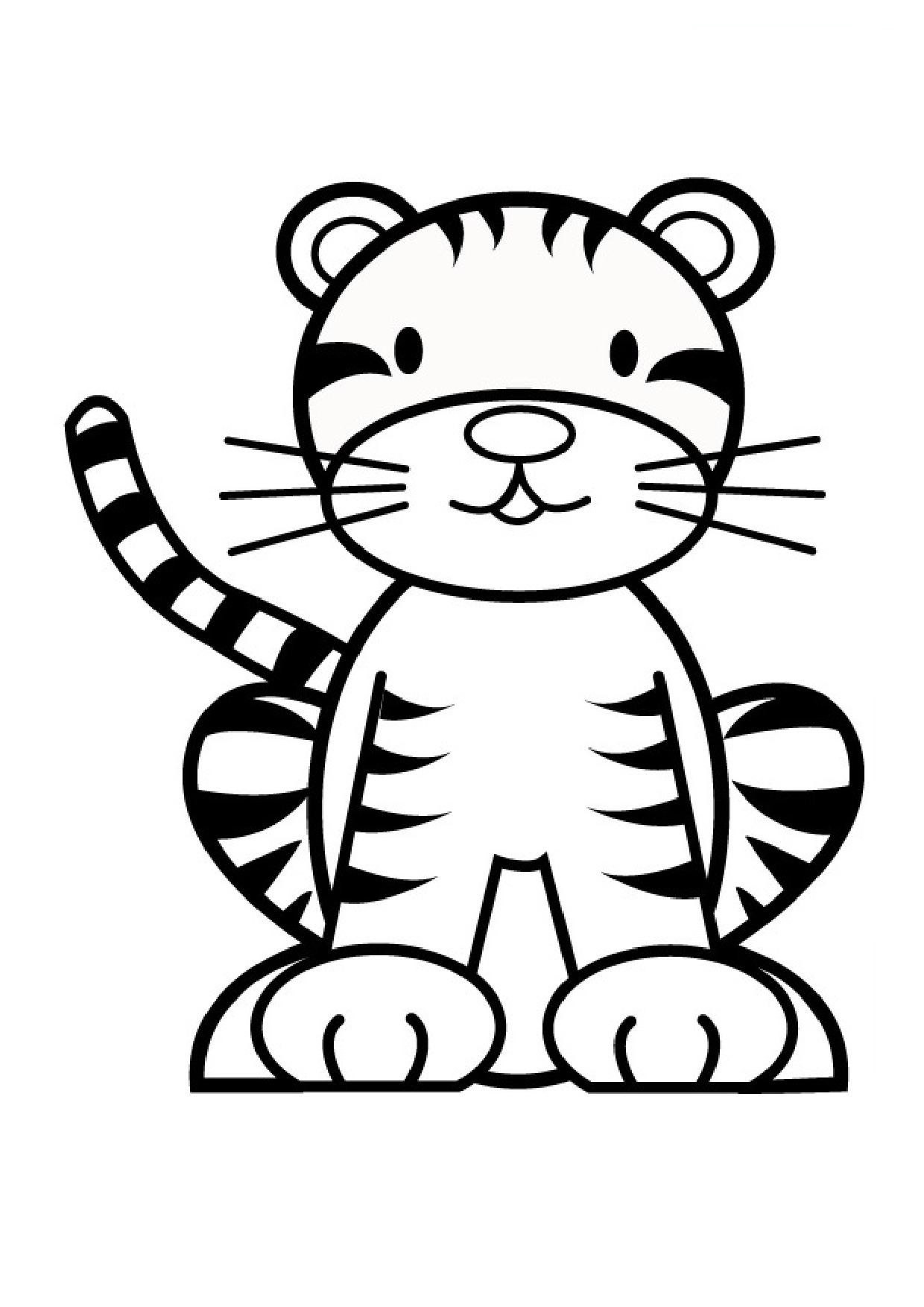 Easy Coloring Sheets For Kids Tigers
 Dibujos de tigre para colorear