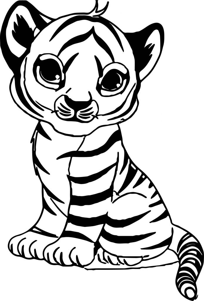 Easy Coloring Sheets For Kids Tigers
 Cute Baby Tiger Coloring Page