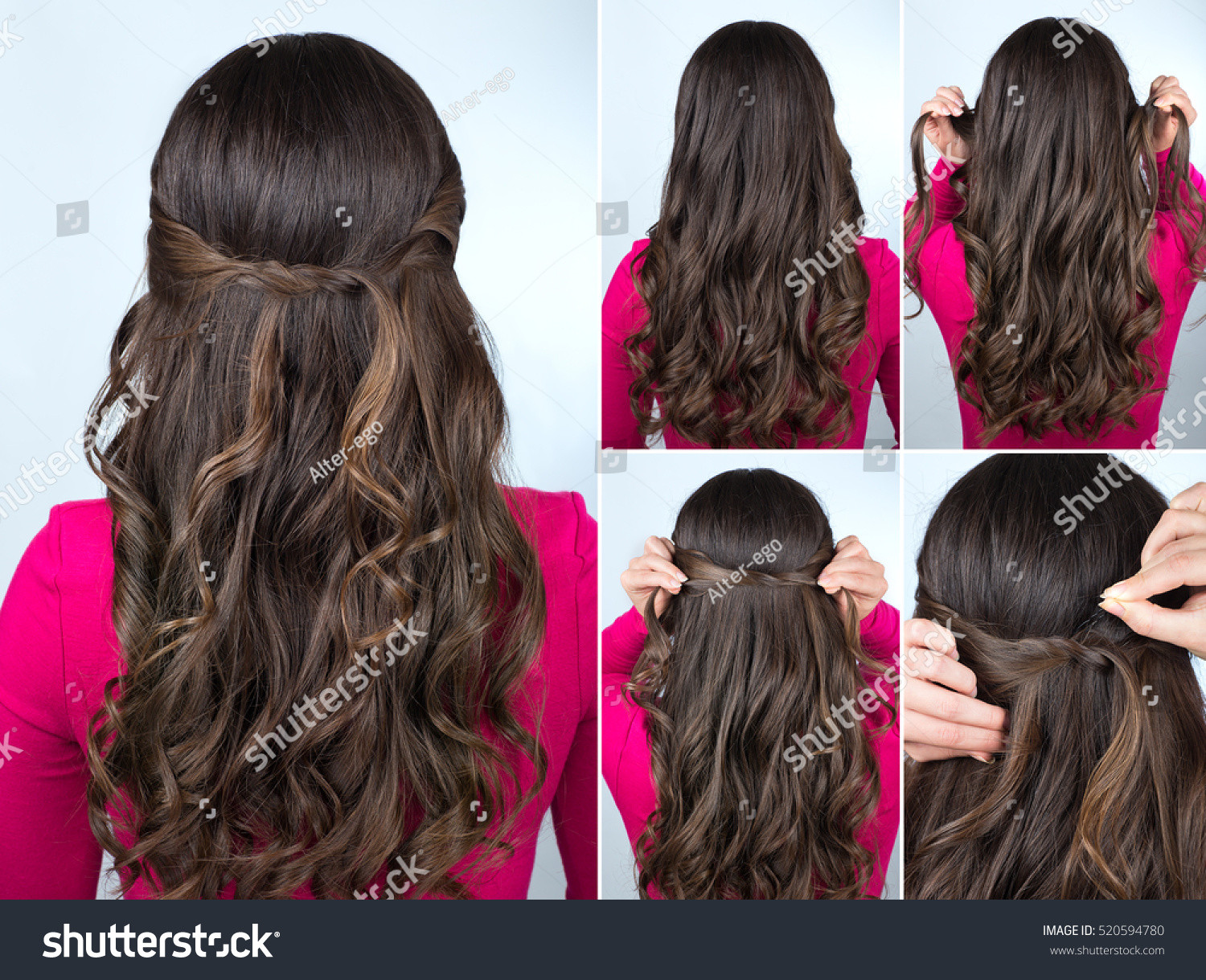 Easy Hairstyles For Curly Hair Step By Step
 Simple Knotted Hairstyle Curly Hair Stock