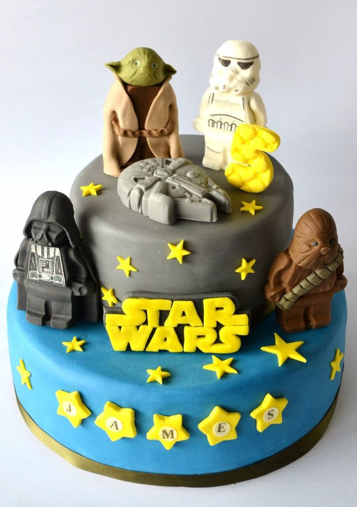 Edible Birthday Cake Decorations
 STAR WARS cake toppers edible decoration personalised