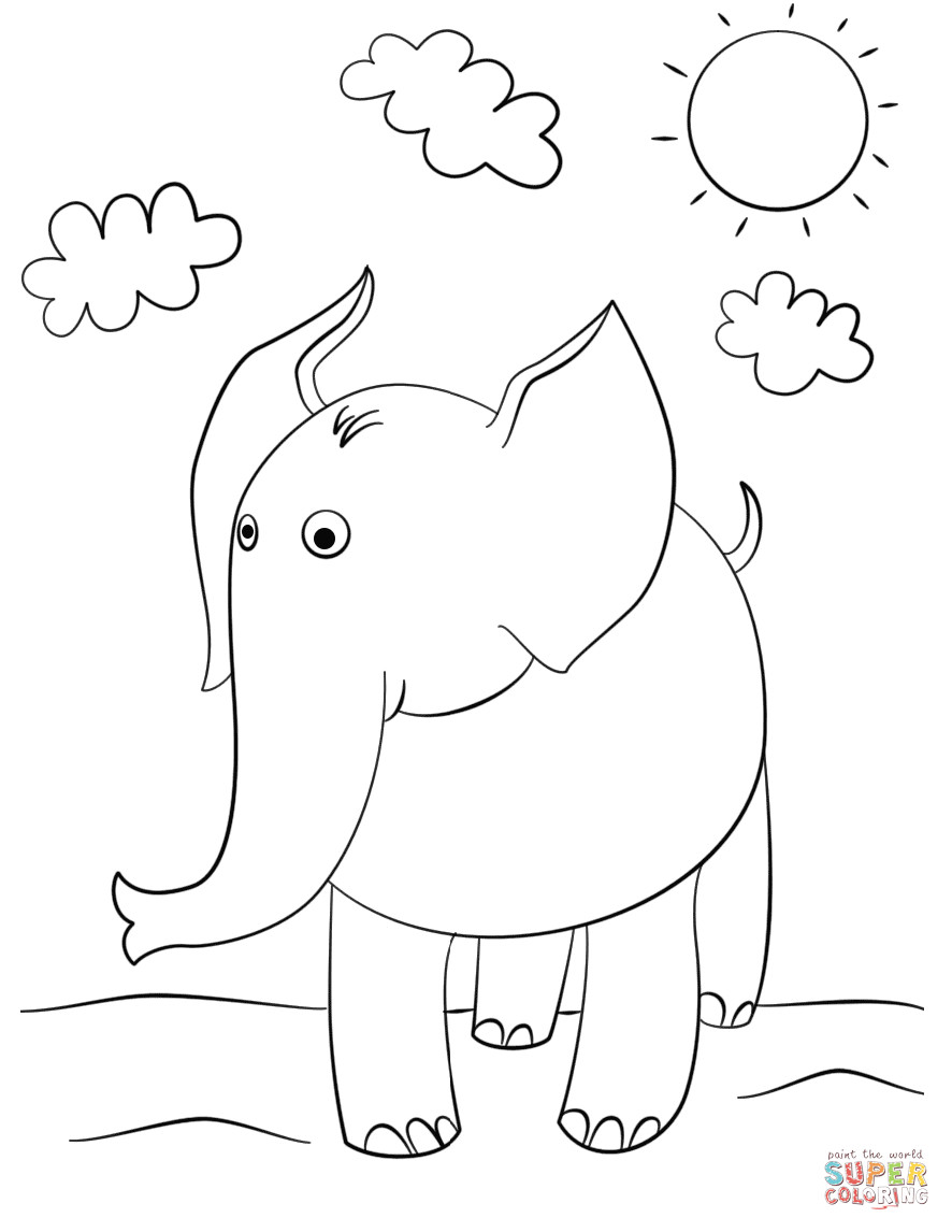 Elephant Coloring Book Pages
 Cute Cartoon Elephant coloring page