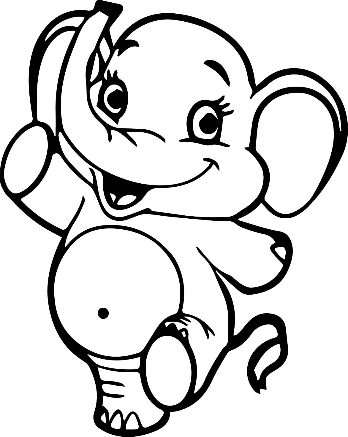 Elephant Coloring Book Pages
 Cartoon Baby Girl Elephant Coloring Page