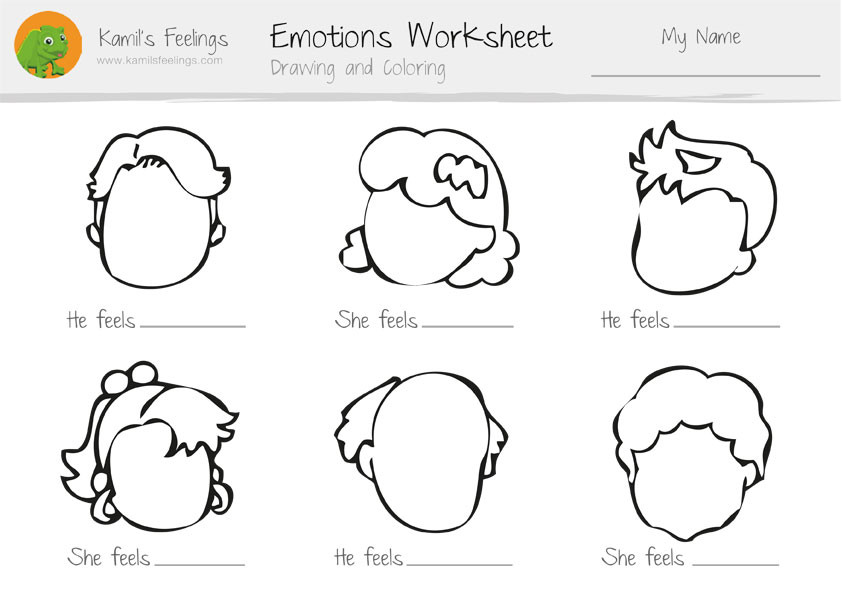 Emotions Coloring Pages
 Drawn feelings coloring Pencil and in color drawn