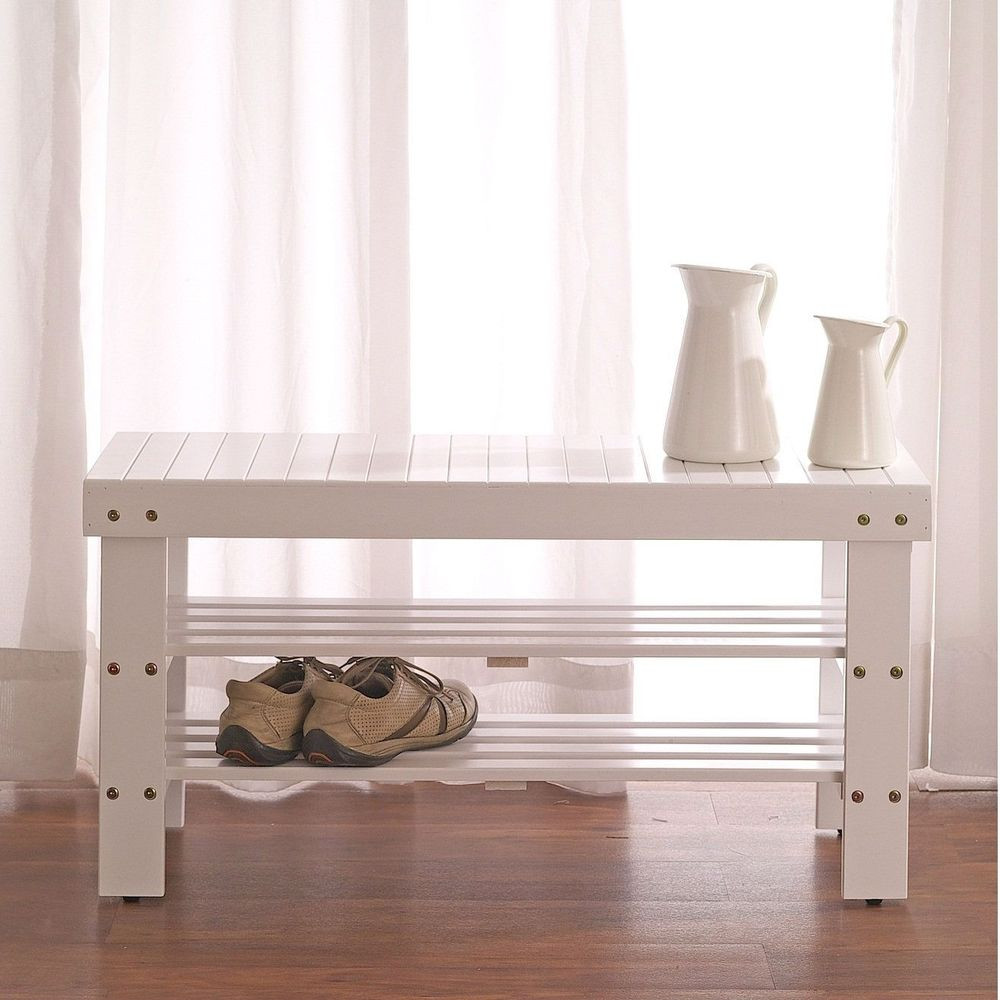 Best ideas about Entryway Bench With Shoe Rack
. Save or Pin Solid Wood Shoe Rack Entryway Storage Bench in White Now.