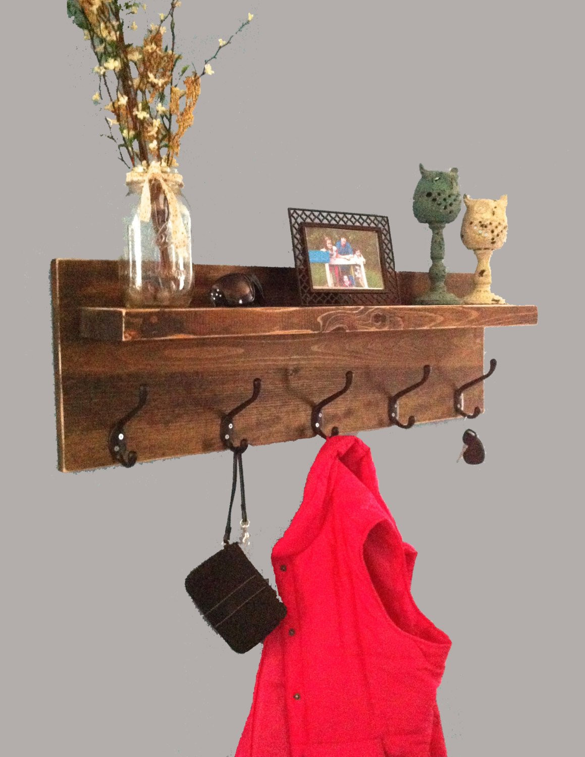 Best ideas about Entryway Shelf With Hooks
. Save or Pin Rustic entryway shelf with hooks coat rack with hooks key Now.